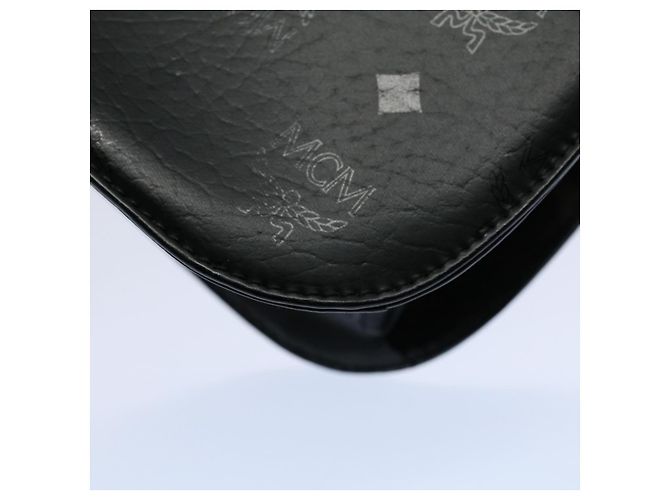 MCM Vicetos Logogram Bolsa de Ombro PVC Couro Preto Auth am5162 - vista 15