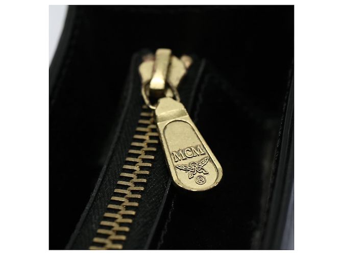 MCM Vicetos Logogram Bolsa de Ombro PVC Couro Preto Auth am5162 - vista 17