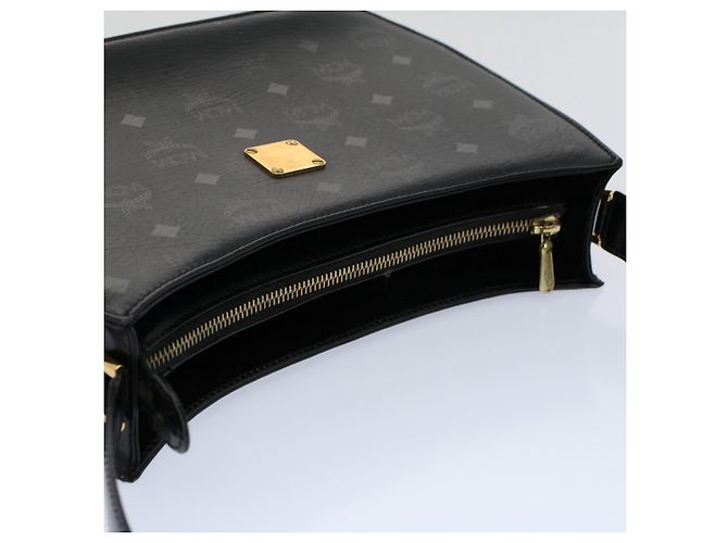 MCM Vicetos Logogram Bolsa de Ombro PVC Couro Preto Auth am5162 - vista 6