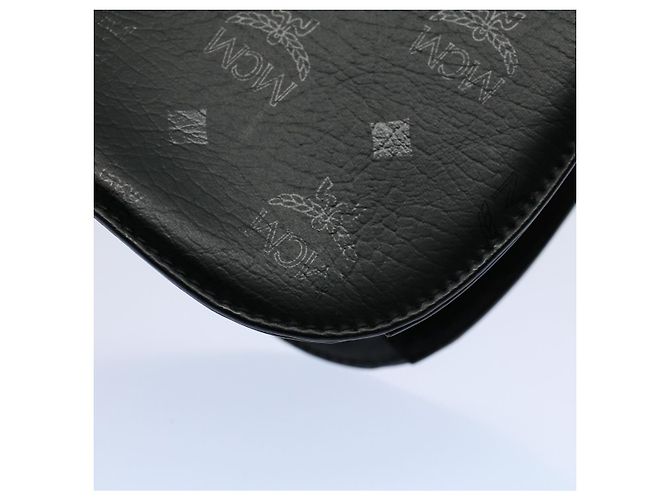 MCM Vicetos Logogram Bolsa de Ombro PVC Couro Preto Auth am5162 - vista 9