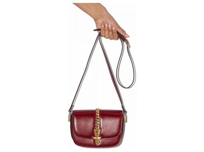 Gucci Sylvie 1969 Tessuto Crossbody Bag Bordò - vista 3