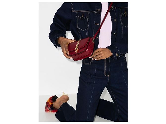 Gucci Sylvie 1969 Tessuto Crossbody Bag Bordò - vista 5
