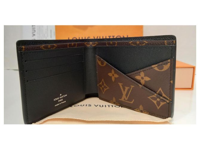 Louis Vuitton Portafoglio multiplo in pelle nera e tela monogram. Multicolore - vista 3