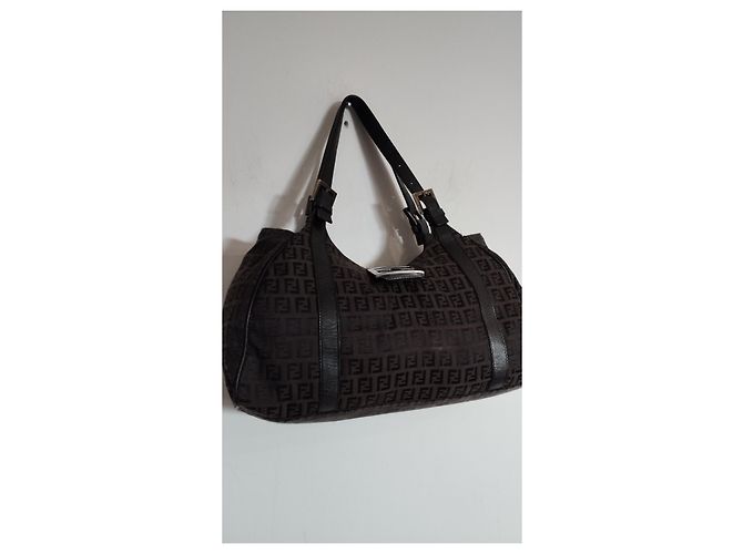 Borsa Fendi Zucchino Monogramma Marrone Scuro Cioccolato - vista 15