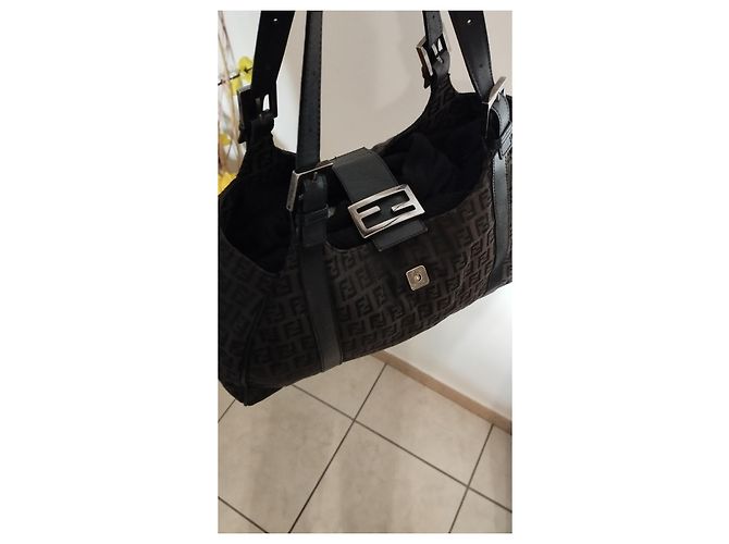 Borsa Fendi Zucchino Monogramma Marrone Scuro Cioccolato - vista 6