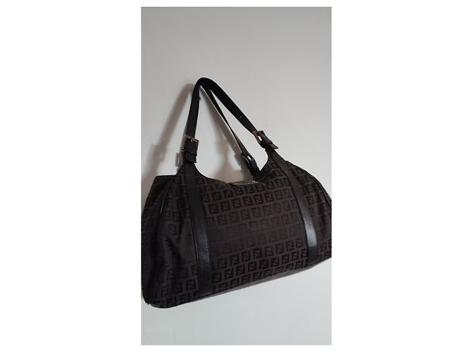 Borsa Fendi Zucchino Monogramma Marrone Scuro Cioccolato - vista 7