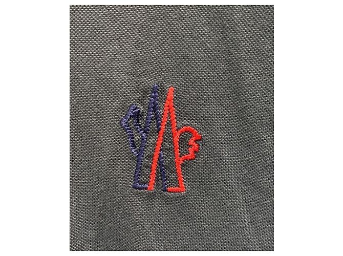 Polo Moncler con ricamo a un punto blu navy cotone - vista 4