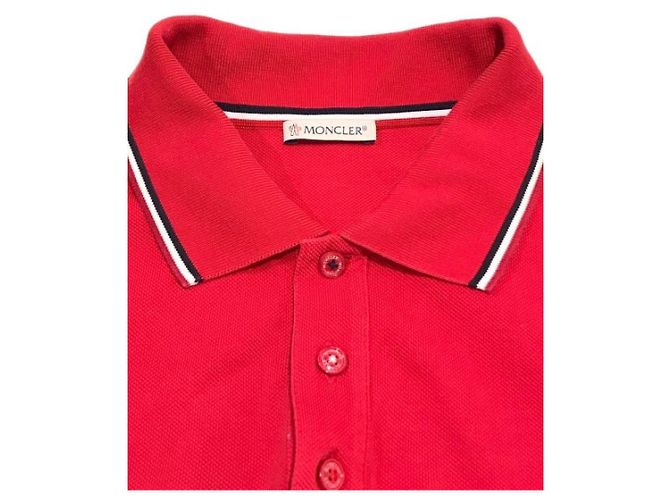 Polo Moncler Rossa in Cotone M Rosso - vista 3