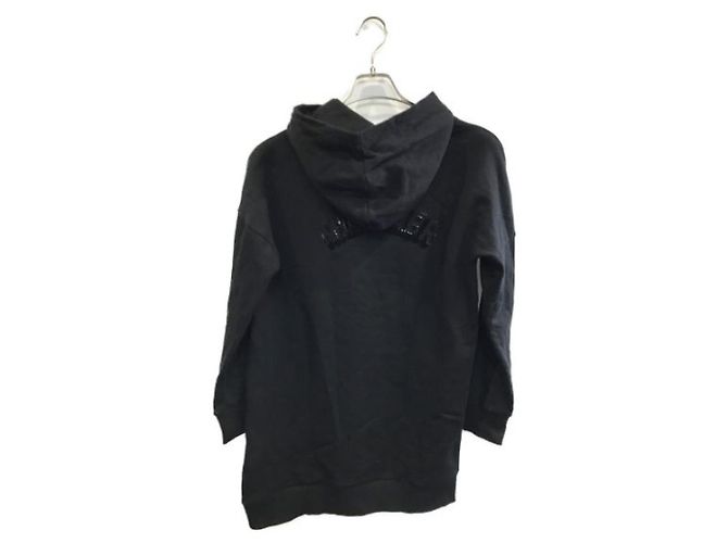 Moncler Kleid mit Pailletten Logo schwarz Baumwolle - Ansicht 2