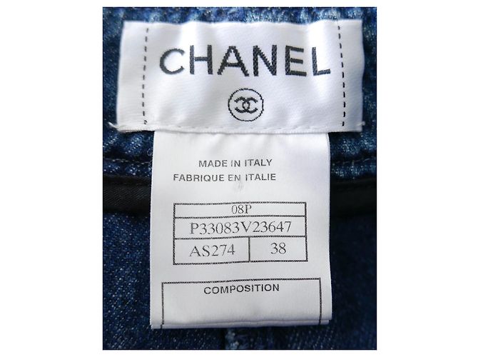 Chanel SS08 Vaqueros de mezclilla de cambray con pernera ancha Azul - vista 8