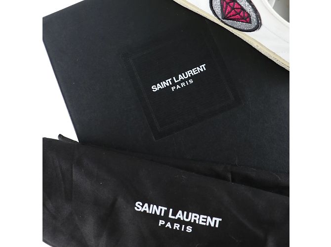 SAINT LAURENT - Sneakers glitter Court (T40) Bianco - vista 6