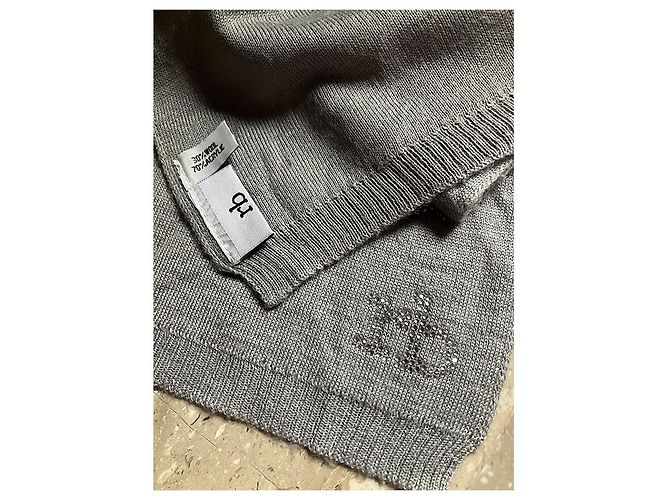 Sciarpa ROCCOBAROCCO grigia in lana e acrilico con logo in strass Grigio - vista 3