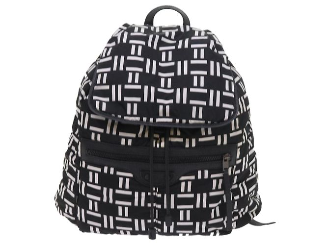 BALENCIAGA Reiserucksack Nylon Schwarz Weiß 340139 Auth bin5199 - Ansicht 13