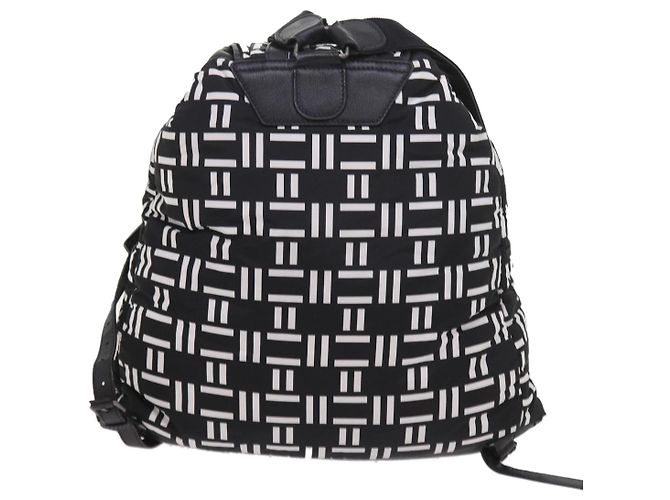 BALENCIAGA Reiserucksack Nylon Schwarz Weiß 340139 Auth bin5199 - Ansicht 3