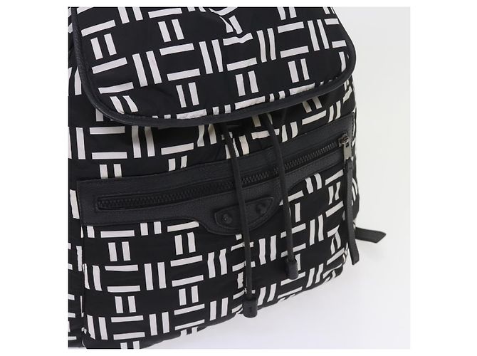 BALENCIAGA Reiserucksack Nylon Schwarz Weiß 340139 Auth bin5199 - Ansicht 8