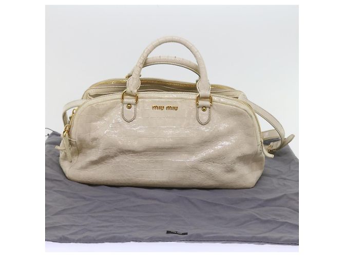 Miu Miu Borsa a Mano in Pelle 2modo Beige Auth bs9244 - vista 12