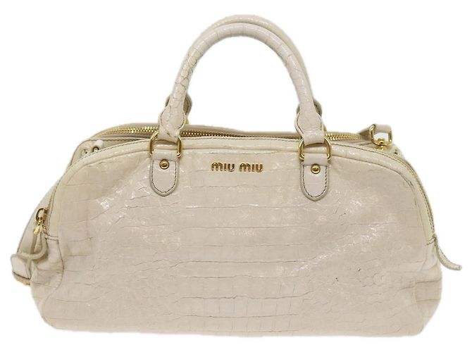 Miu Miu Borsa a Mano in Pelle 2modo Beige Auth bs9244 - vista 13