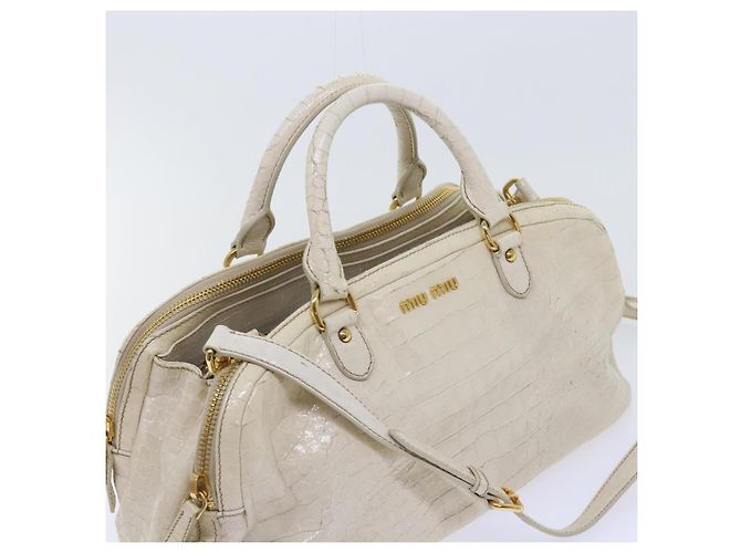 Miu Miu Borsa a Mano in Pelle 2modo Beige Auth bs9244 - vista 14