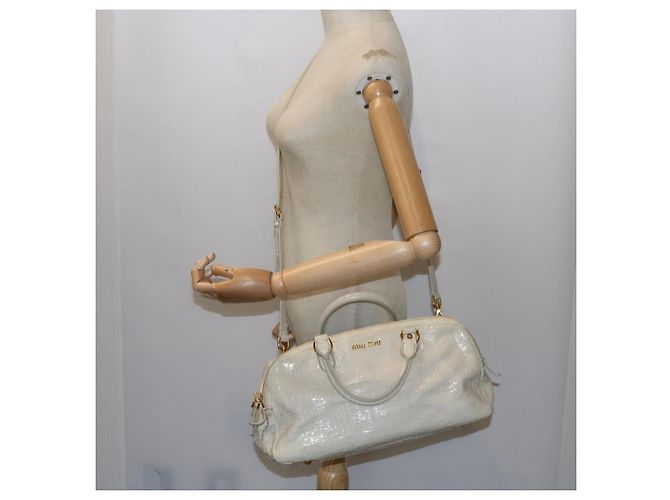 Miu Miu Borsa a Mano in Pelle 2modo Beige Auth bs9244 - vista 32