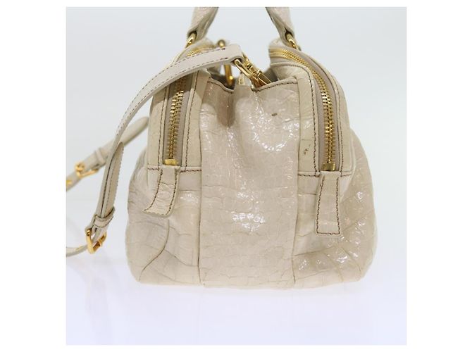 Miu Miu Borsa a Mano in Pelle 2modo Beige Auth bs9244 - vista 4