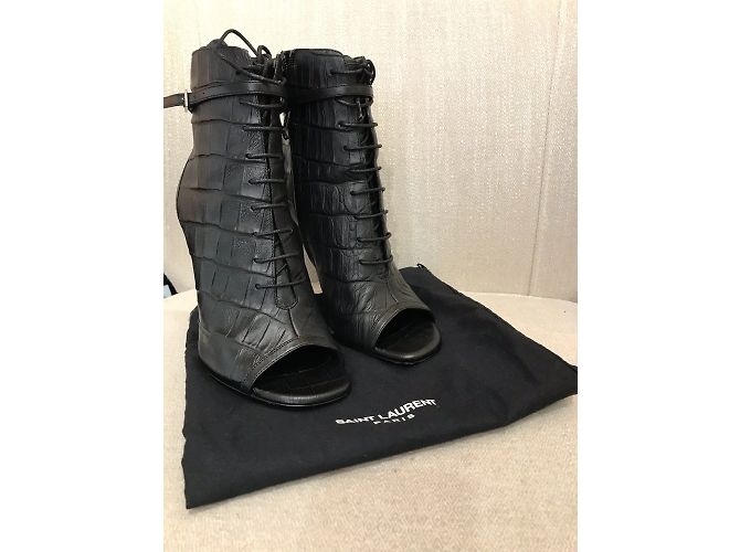 SAINT LAURENT Botines T.EU 38.5 Cuero Negro - vista 7