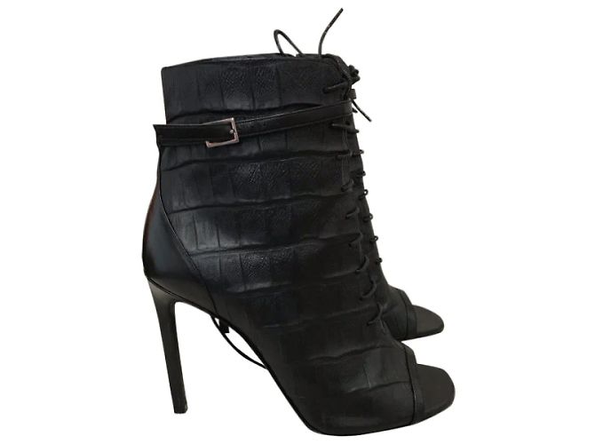 SAINT LAURENT Botines T.EU 38.5 Cuero Negro - vista 8