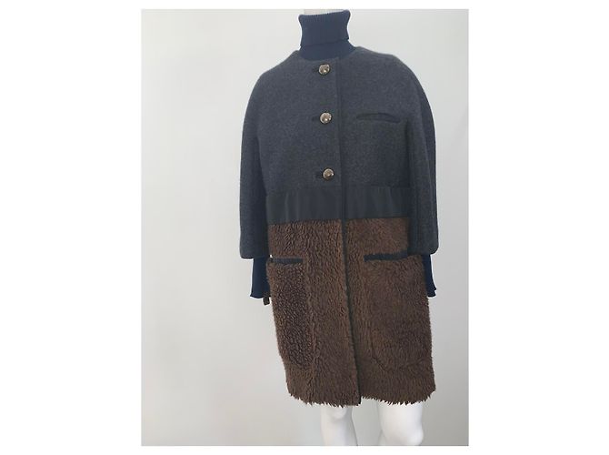 Louis Vuitton Mantel aus Wolle und Kaschmir braun dunkelgrau Anthrazitgrau - Ansicht 10
