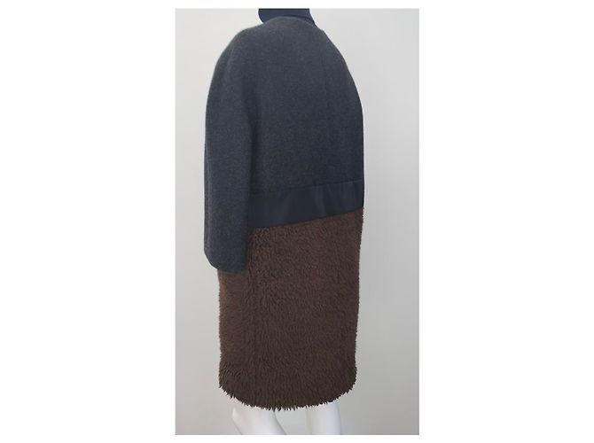 Louis Vuitton Mantel aus Wolle und Kaschmir braun dunkelgrau Anthrazitgrau - Ansicht 8