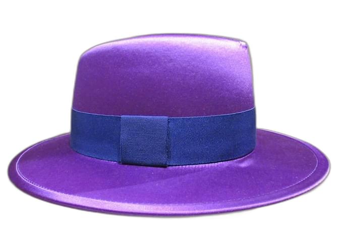 Saint Laurent Fedora hat Purple Silk ref 1119390 Joli Closet