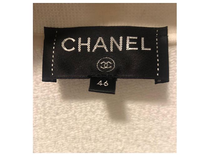 Chanel 18Jersey con logo P CC FR 46 Negro Blanco Beige - vista 5