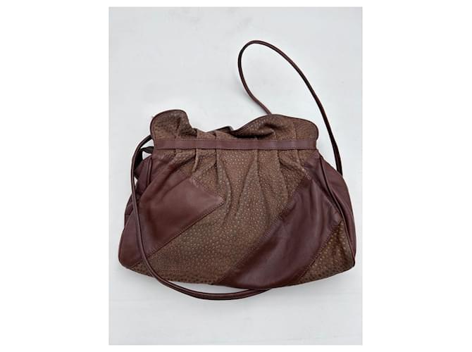 Borsa a tracolla Gucci in pelle marrone patchwork - vista 2