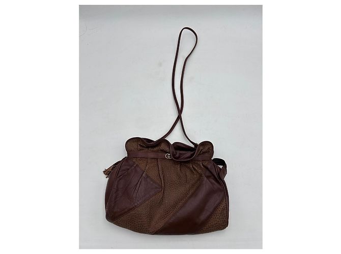 Borsa a tracolla Gucci in pelle marrone patchwork - vista 3