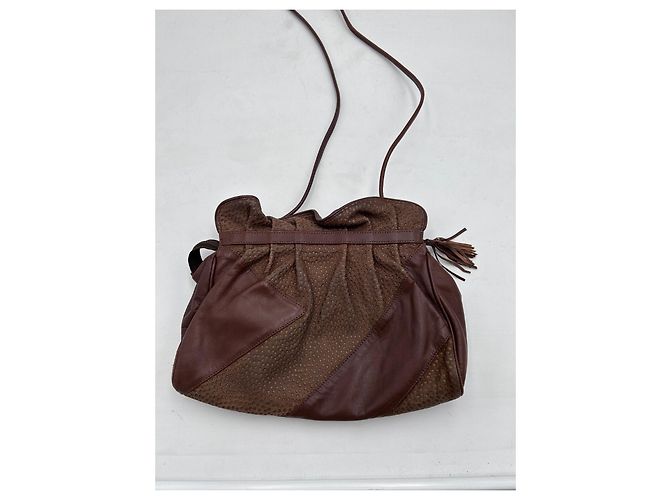 Borsa a tracolla Gucci in pelle marrone patchwork - vista 4
