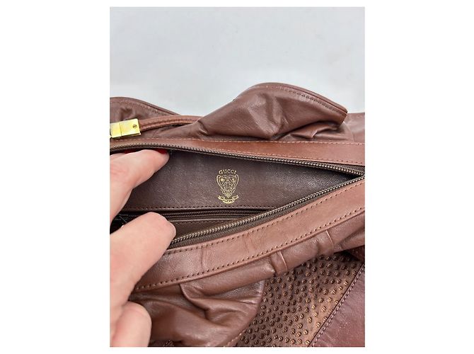 Borsa a tracolla Gucci in pelle marrone patchwork - vista 6