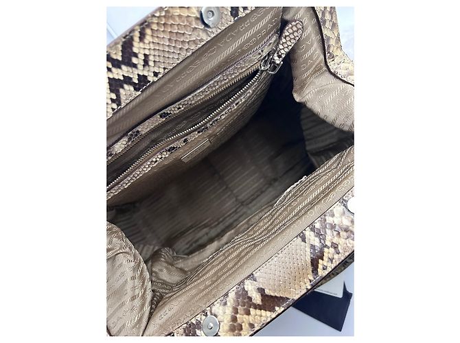 Prada Beige Canvas and Python Handbag - view 10