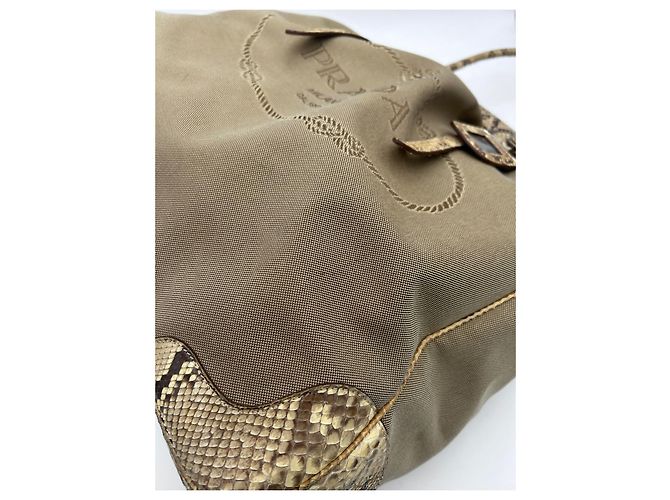 Prada Beige Canvas and Python Handbag - view 2