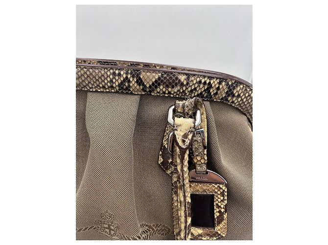 Prada Beige Canvas and Python Handbag - view 3