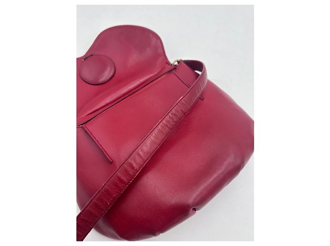 Borsa a Tracolla Arrotondata Gucci Pelle Rosso Rubino Bordò - vista 10