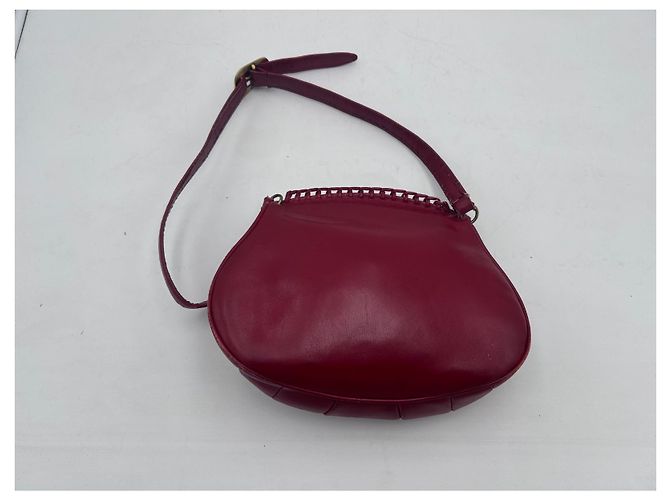 Borsa a Tracolla Arrotondata Gucci Pelle Rosso Rubino Bordò - vista 2