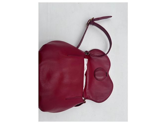 Borsa a Tracolla Arrotondata Gucci Pelle Rosso Rubino Bordò - vista 3