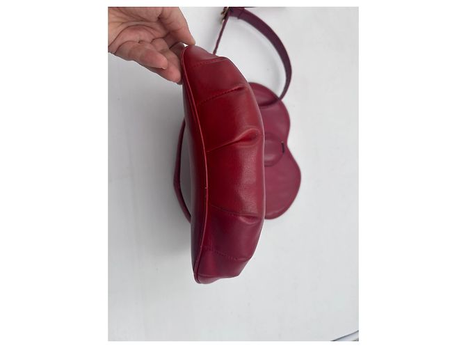 Borsa a Tracolla Arrotondata Gucci Pelle Rosso Rubino Bordò - vista 4