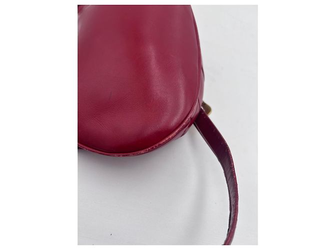 Borsa a Tracolla Arrotondata Gucci Pelle Rosso Rubino Bordò - vista 7