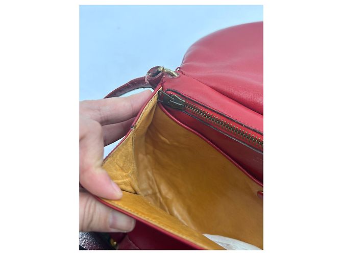 Borsa a Tracolla Arrotondata Gucci Pelle Rosso Rubino Bordò - vista 8