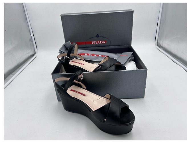 Mule con zecca Prada in nappa nera Nero - vista 2