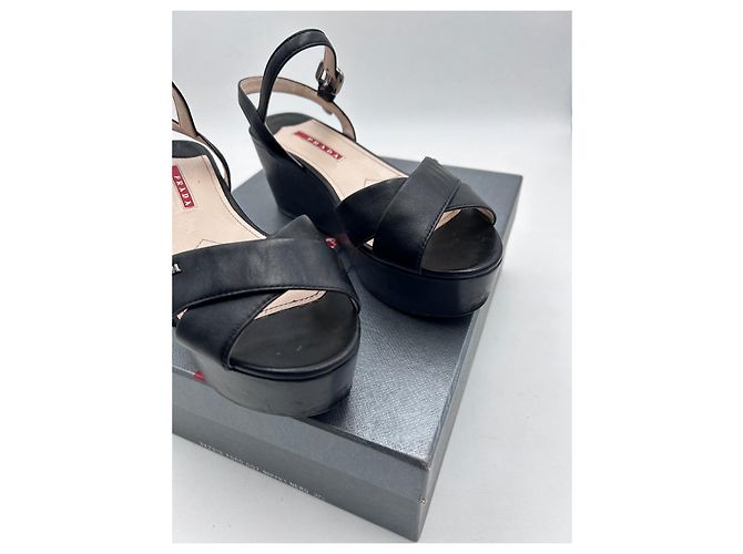 Mule con zecca Prada in nappa nera Nero - vista 4