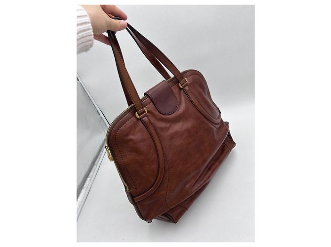 Alexander McQueen Grande Borsa a Mano in Pelle Marrone - vista 2