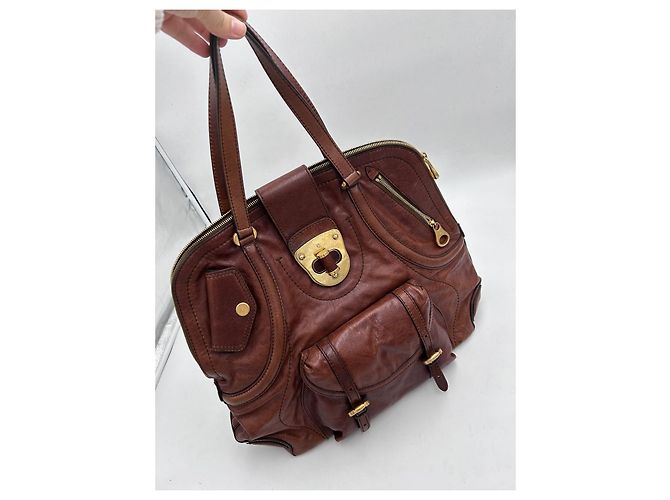 Alexander McQueen Grande Borsa a Mano in Pelle Marrone - vista 3