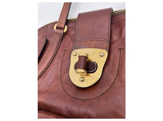 Alexander McQueen Grande Borsa a Mano in Pelle Marrone - vista 4