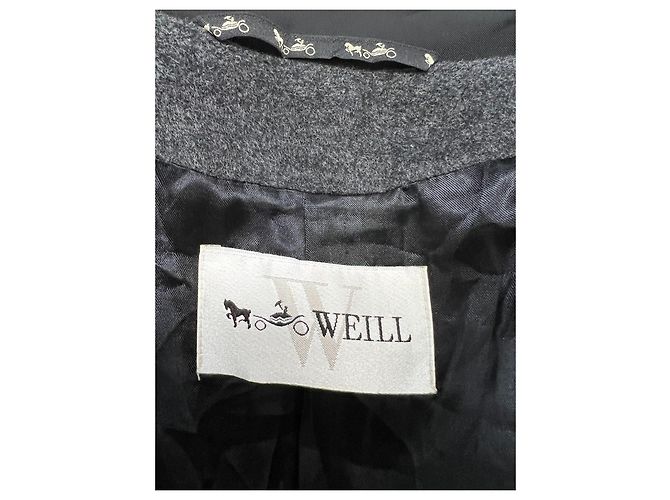 Abrigo Weill de lana y angora negro gris - vista 3