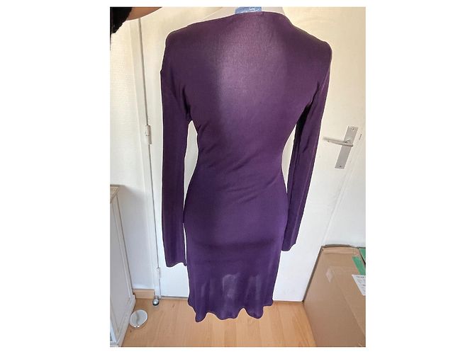 Abito Thierry Mugler in pelle e viscosa viola Porpora - vista 10